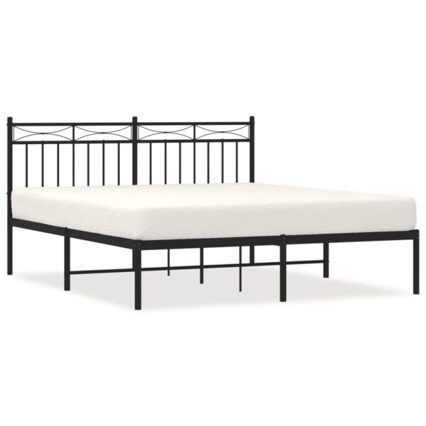 vidaXL Metal Bed Frame with Headboard Black 59.1"x78.7" - Image 2