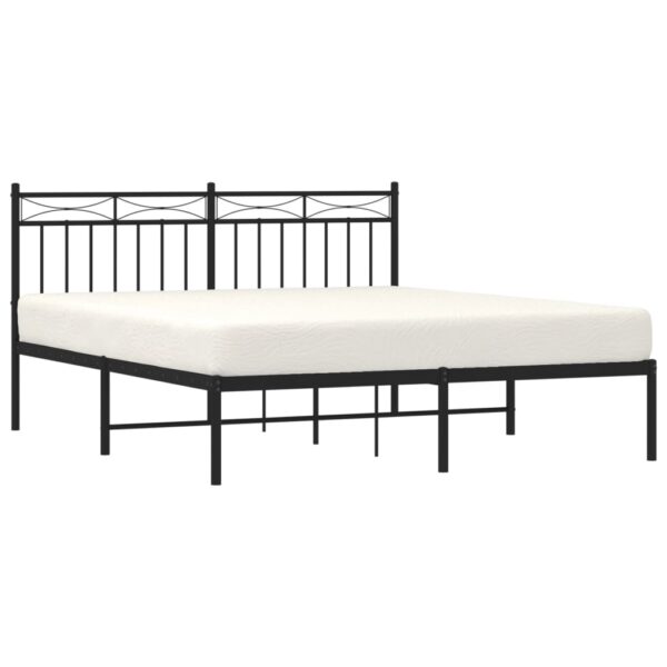 vidaXL Metal Bed Frame with Headboard Black 59.1"x78.7" - Image 3