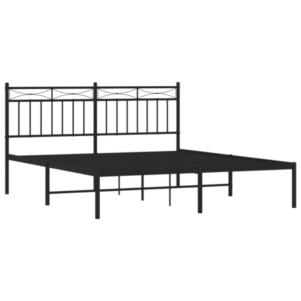 vidaXL Metal Bed Frame with Headboard Black 59.1"x78.7" - Image 4