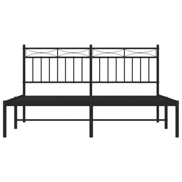 vidaXL Metal Bed Frame with Headboard Black 59.1"x78.7" - Image 5