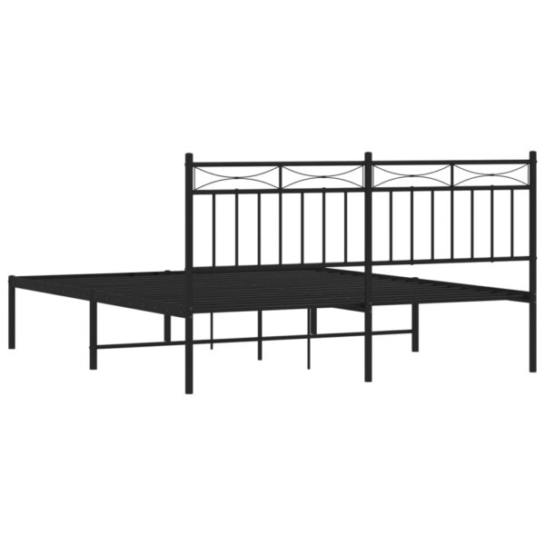 vidaXL Metal Bed Frame with Headboard Black 59.1"x78.7" - Image 7