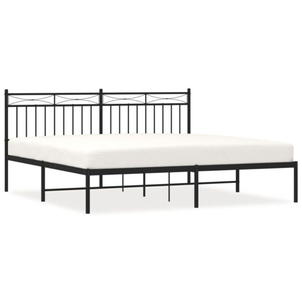 vidaXL Metal Bed Frame with Headboard Black 72"x83.9" California King - Image 2