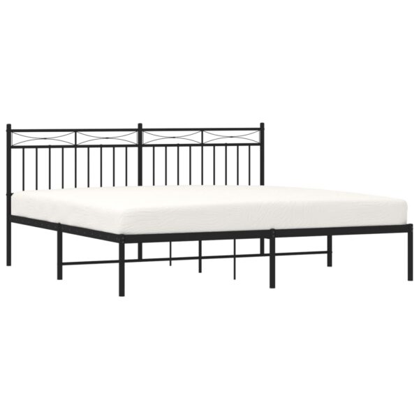 vidaXL Metal Bed Frame with Headboard Black 72"x83.9" California King - Image 3