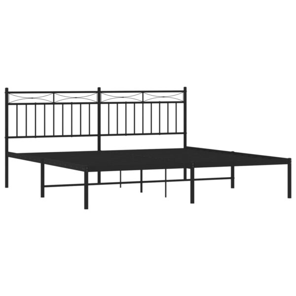 vidaXL Metal Bed Frame with Headboard Black 72"x83.9" California King - Image 4