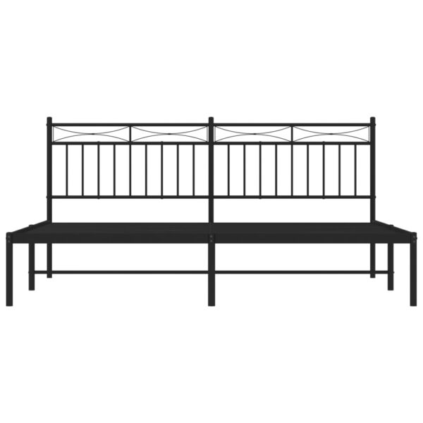 vidaXL Metal Bed Frame with Headboard Black 72"x83.9" California King - Image 5