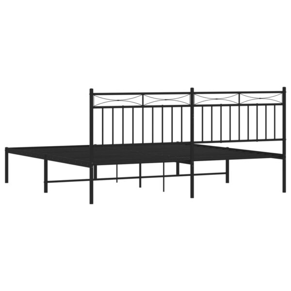 vidaXL Metal Bed Frame with Headboard Black 72"x83.9" California King - Image 7