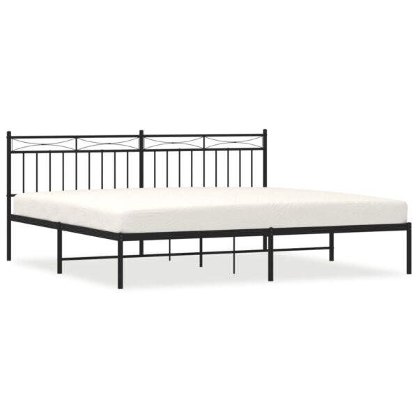 vidaXL Metal Bed Frame with Headboard Black 76"x79.9" King - Image 2