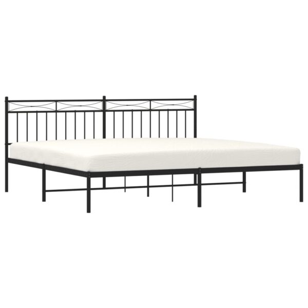 vidaXL Metal Bed Frame with Headboard Black 76"x79.9" King - Image 3