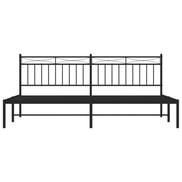 vidaXL Metal Bed Frame with Headboard Black 76"x79.9" King - Image 5