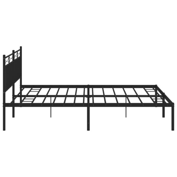 vidaXL Metal Bed Frame with Headboard Black 76"x79.9" King - Image 6