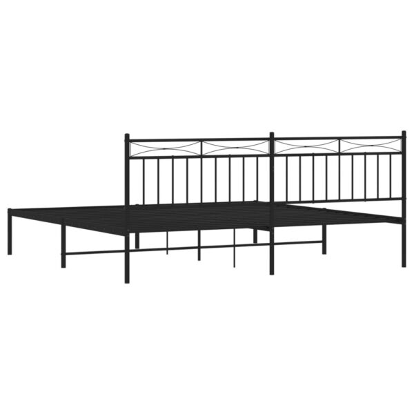 vidaXL Metal Bed Frame with Headboard Black 76"x79.9" King - Image 7