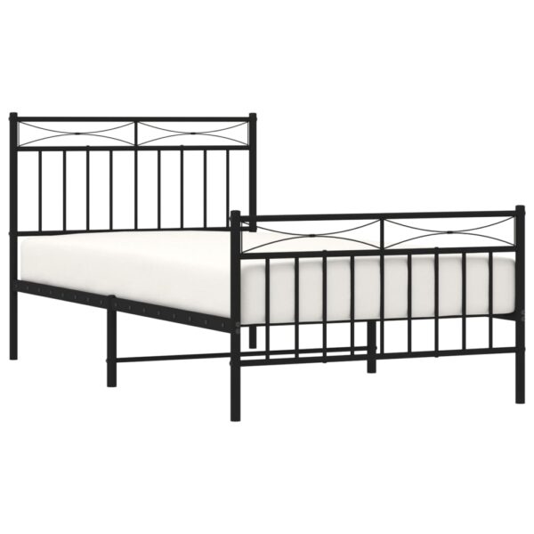 vidaXL Metal Bed Frame with Headboard and FootboardÂ Black 39.4"x74.8" Twin - Image 3