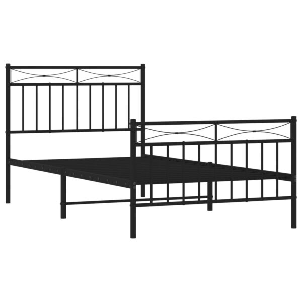 vidaXL Metal Bed Frame with Headboard and FootboardÂ Black 39.4"x74.8" Twin - Image 4