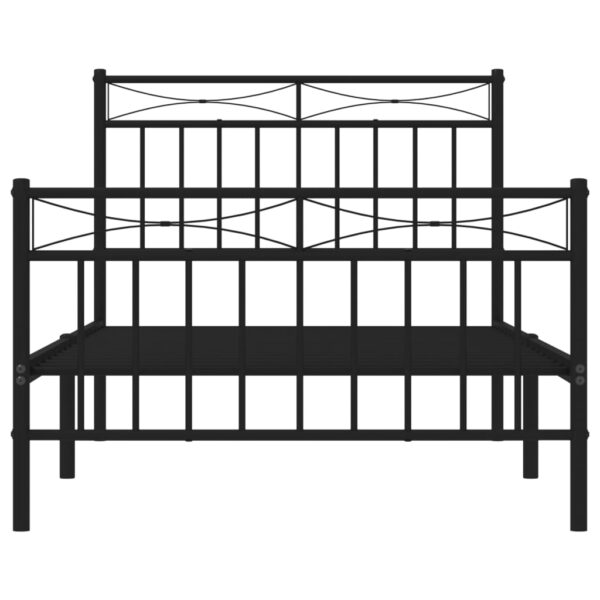 vidaXL Metal Bed Frame with Headboard and FootboardÂ Black 39.4"x74.8" Twin - Image 5