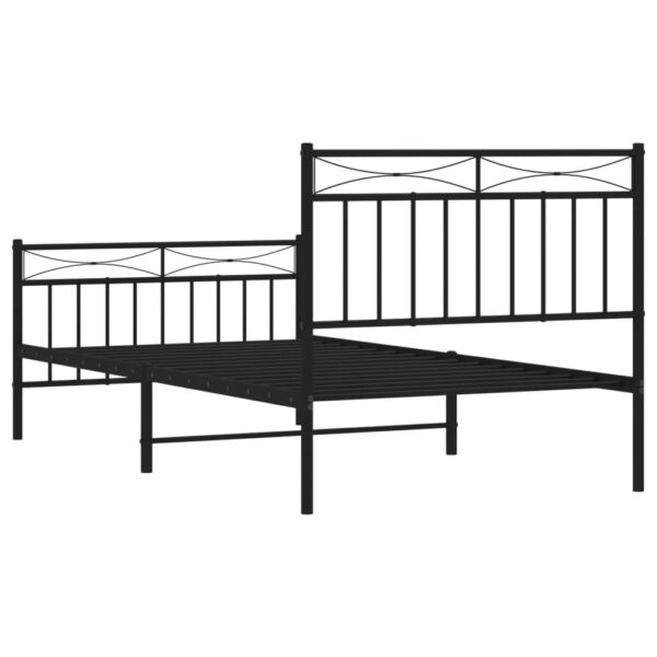 vidaXL Metal Bed Frame with Headboard and FootboardÂ Black 39.4"x74.8" Twin - Image 7