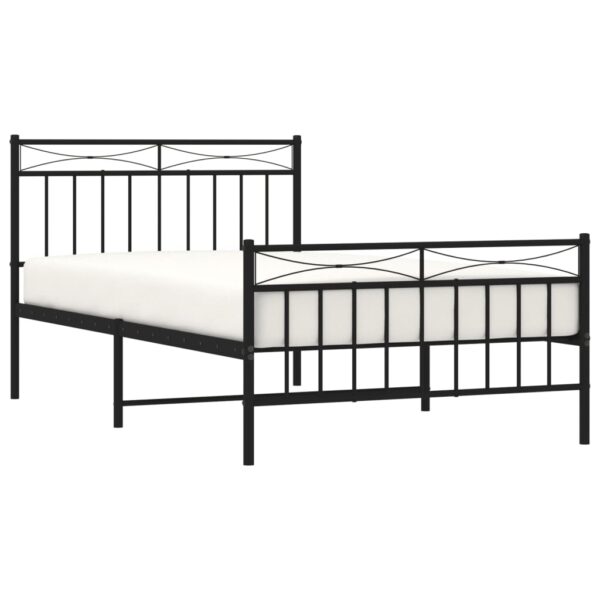 vidaXL Metal Bed Frame with Headboard and FootboardÂ Black 39.4"x78.7" - Image 3