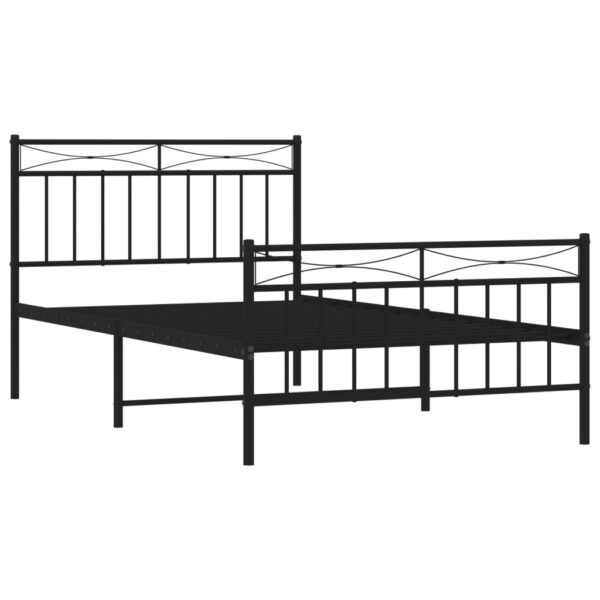 vidaXL Metal Bed Frame with Headboard and FootboardÂ Black 39.4"x78.7" - Image 4