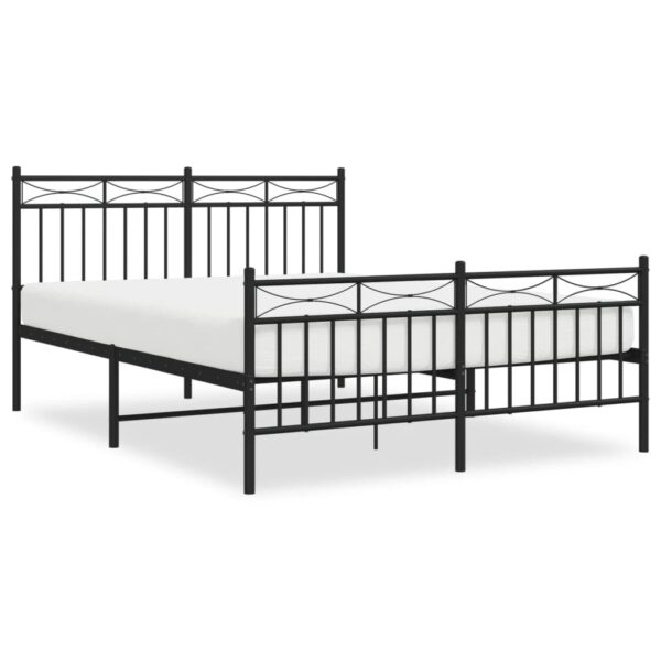 vidaXL Metal Bed Frame with Headboard and FootboardÂ Black 53.1"x74.8" - Image 2