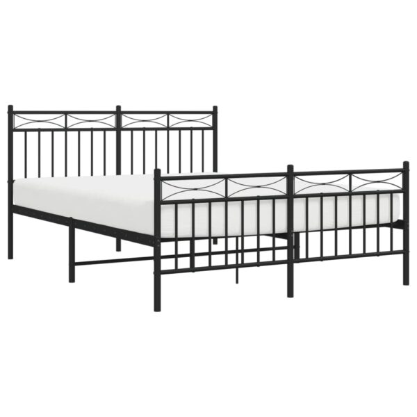 vidaXL Metal Bed Frame with Headboard and FootboardÂ Black 53.1"x74.8" - Image 3