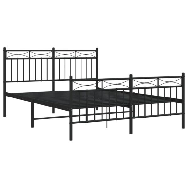 vidaXL Metal Bed Frame with Headboard and FootboardÂ Black 53.1"x74.8" - Image 4