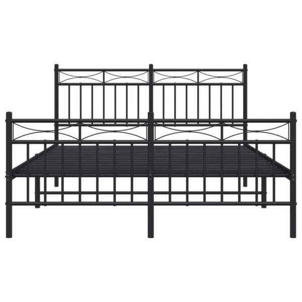 vidaXL Metal Bed Frame with Headboard and FootboardÂ Black 53.1"x74.8" - Image 5