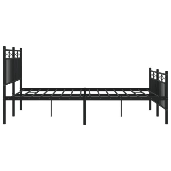 vidaXL Metal Bed Frame with Headboard and FootboardÂ Black 53.1"x74.8" - Image 6