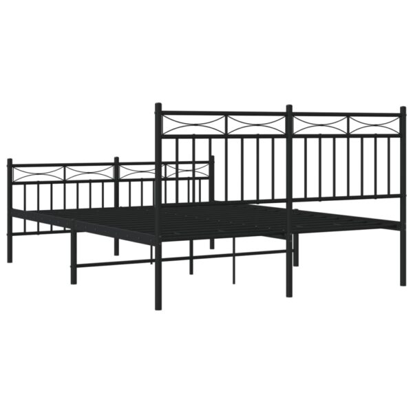 vidaXL Metal Bed Frame with Headboard and FootboardÂ Black 53.1"x74.8" - Image 7