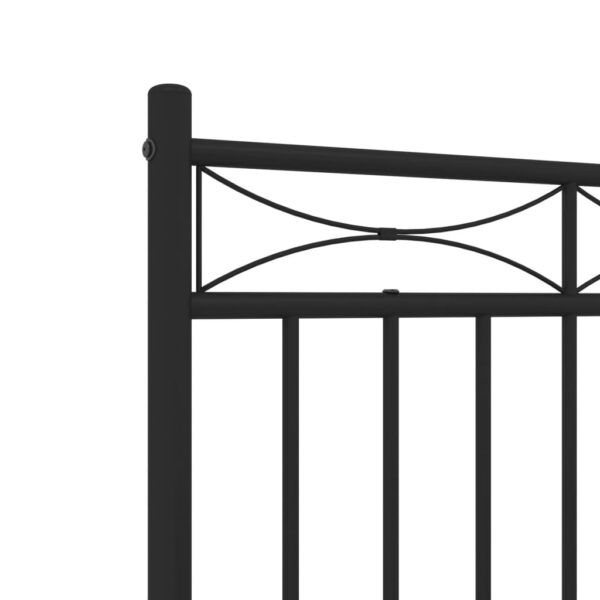 vidaXL Metal Bed Frame with Headboard and FootboardÂ Black 53.1"x74.8" - Image 8