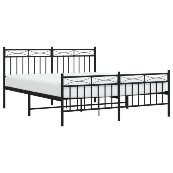 vidaXL Metal Bed Frame with Headboard and FootboardÂ Black 59.1"x78.7" - Image 3