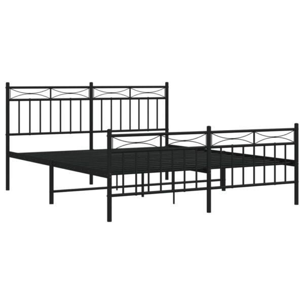 vidaXL Metal Bed Frame with Headboard and FootboardÂ Black 59.1"x78.7" - Image 4