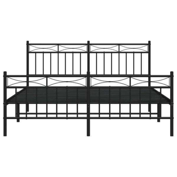 vidaXL Metal Bed Frame with Headboard and FootboardÂ Black 59.1"x78.7" - Image 5