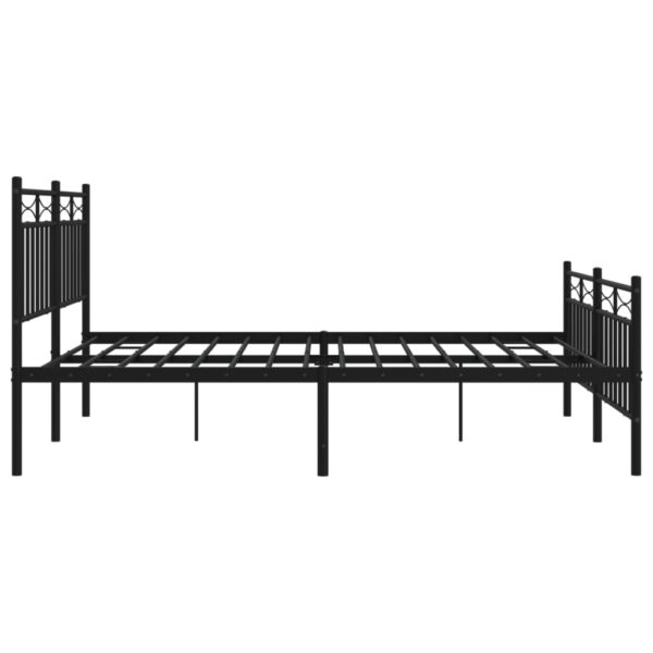 vidaXL Metal Bed Frame with Headboard and FootboardÂ Black 59.1"x78.7" - Image 6