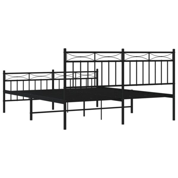 vidaXL Metal Bed Frame with Headboard and FootboardÂ Black 59.1"x78.7" - Image 7