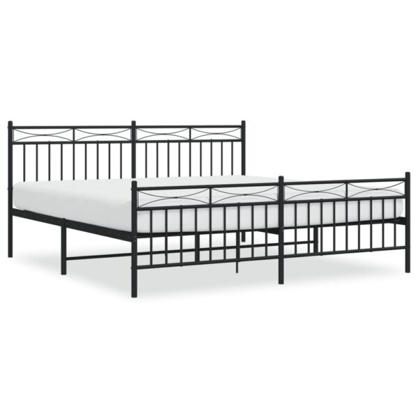 vidaXL Metal Bed Frame with Headboard&FootboardÂ Black 72"x83.9" California King - Image 2