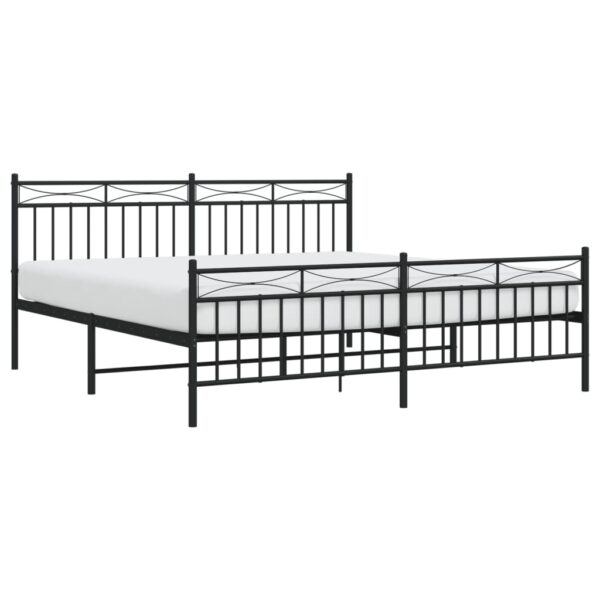 vidaXL Metal Bed Frame with Headboard&FootboardÂ Black 72"x83.9" California King - Image 3