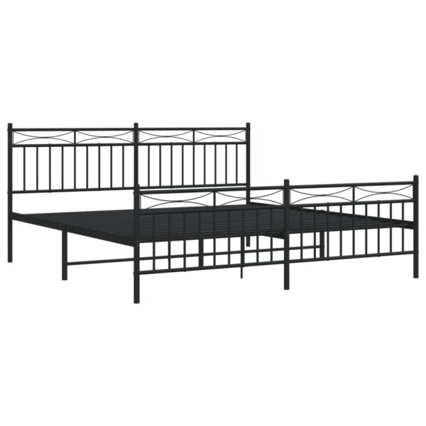 vidaXL Metal Bed Frame with Headboard&FootboardÂ Black 72"x83.9" California King - Image 4