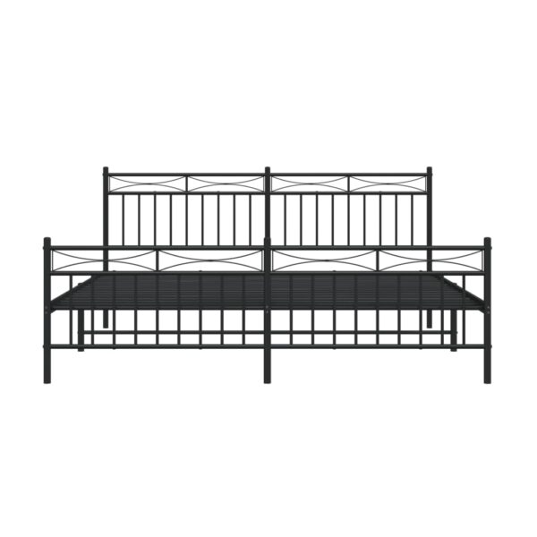 vidaXL Metal Bed Frame with Headboard&FootboardÂ Black 72"x83.9" California King - Image 5