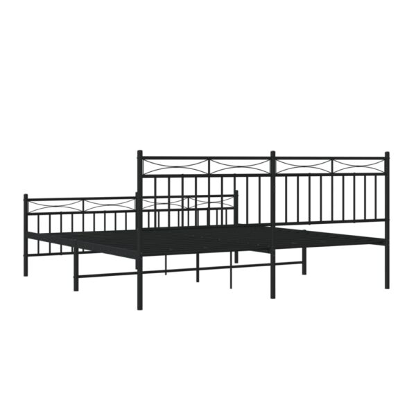 vidaXL Metal Bed Frame with Headboard&FootboardÂ Black 72"x83.9" California King - Image 7