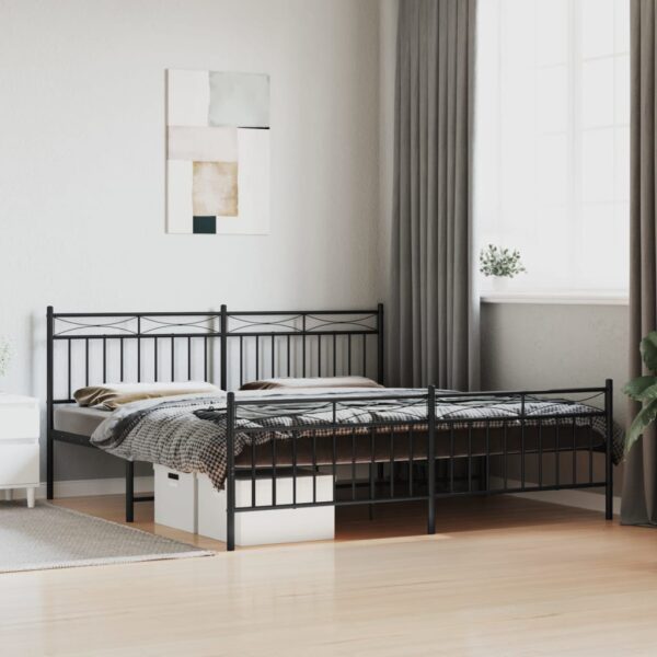 vidaXL Metal Bed Frame with Headboard&FootboardÂ Black 72"x83.9" California King