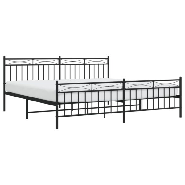 vidaXL Metal Bed Frame with Headboard and FootboardÂ Black 76"x79.9" King - Image 3