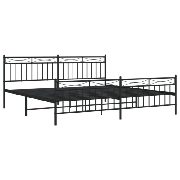 vidaXL Metal Bed Frame with Headboard and FootboardÂ Black 76"x79.9" King - Image 4