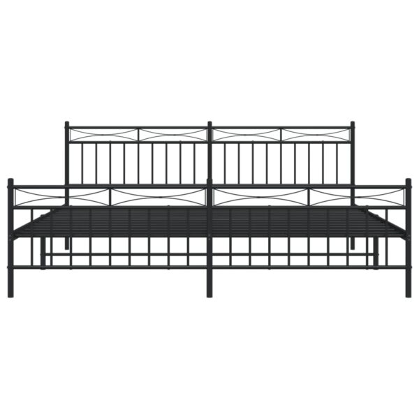 vidaXL Metal Bed Frame with Headboard and FootboardÂ Black 76"x79.9" King - Image 5