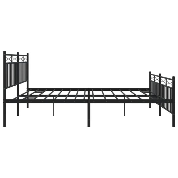 vidaXL Metal Bed Frame with Headboard and FootboardÂ Black 76"x79.9" King - Image 6