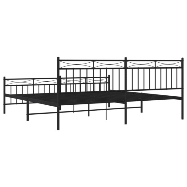 vidaXL Metal Bed Frame with Headboard and FootboardÂ Black 76"x79.9" King - Image 7