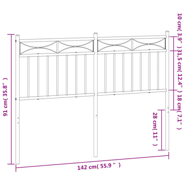 vidaXL Metal Headboard Black 53.1" - Image 6