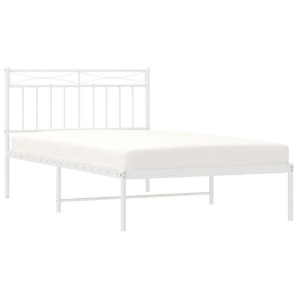 vidaXL Metal Bed Frame with Headboard White 39.4"x78.7" - Image 3