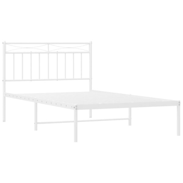 vidaXL Metal Bed Frame with Headboard White 39.4"x78.7" - Image 4