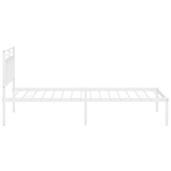 vidaXL Metal Bed Frame with Headboard White 39.4"x78.7" - Image 6