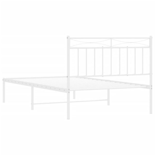 vidaXL Metal Bed Frame with Headboard White 39.4"x78.7" - Image 7