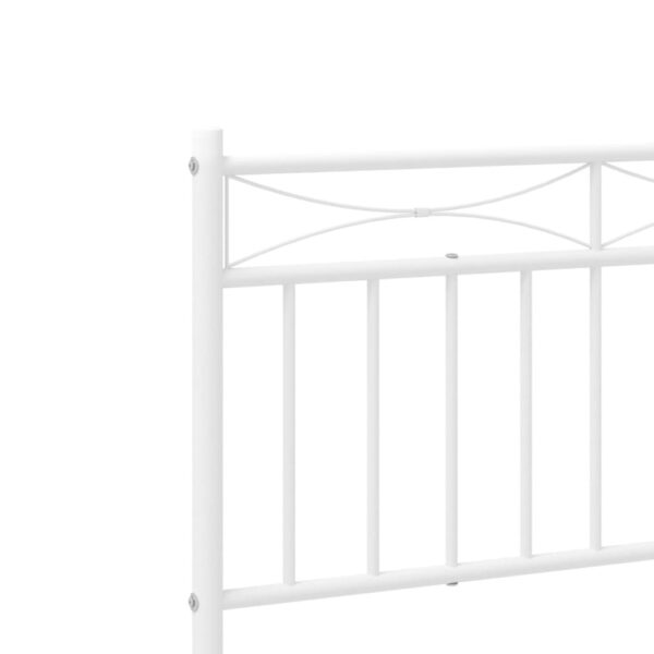 vidaXL Metal Bed Frame with Headboard White 39.4"x78.7" - Image 8